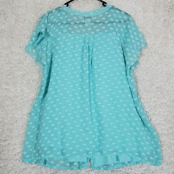 Soft Surroundings Shirt Women Medium Blue Dot Silk Rayon‎ Lined Button Up Blouse - Picture 8 of 11